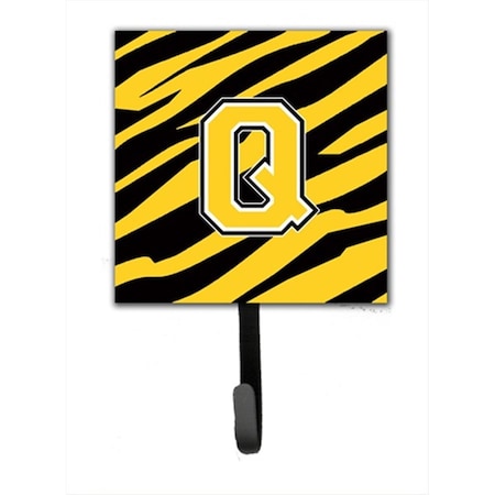 Carolines Treasures Letter Q Initial Monogram - Tiger Stripe - Black Gold Leash Holder Or Key Hook CJ1026-QSH4